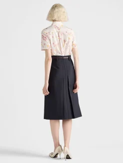 Short-sleeved Floral Print Poplin Shirt