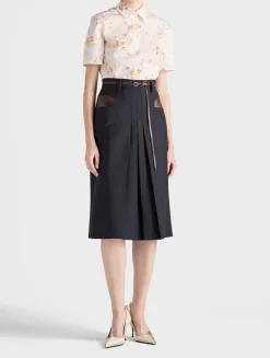 Short-sleeved Floral Print Poplin Shirt