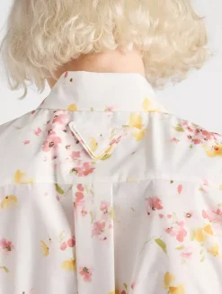 Short-sleeved Floral Print Poplin Shirt