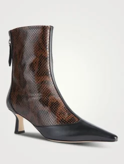 Sila Snakeskin-Embossed Leather Ankle Boots