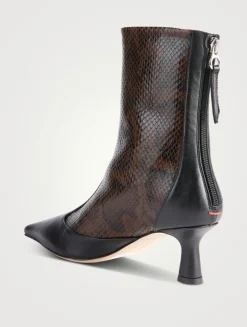 Sila Snakeskin-Embossed Leather Ankle Boots