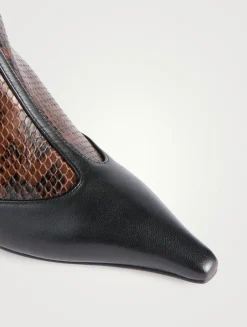 Sila Snakeskin-Embossed Leather Ankle Boots