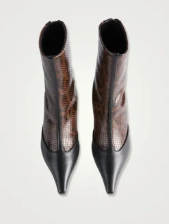 Sila Snakeskin-Embossed Leather Ankle Boots