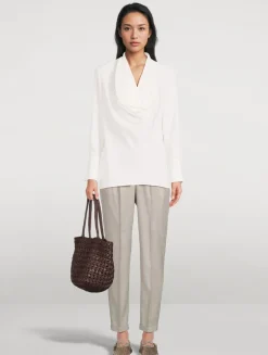 Silk Cowlneck Blouse