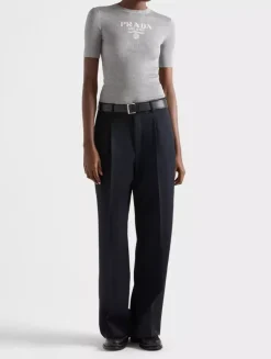 Silk Crew-neck Sweater With Logo