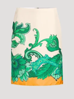 Silk Midi Skirt In Paisley Print