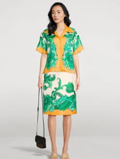 Silk Midi Skirt In Paisley Print