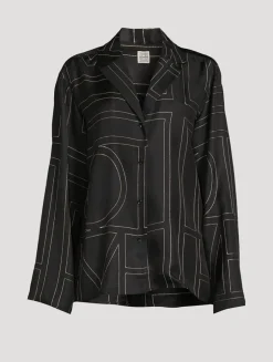 Silk Pajama Shirt In Monogram Print