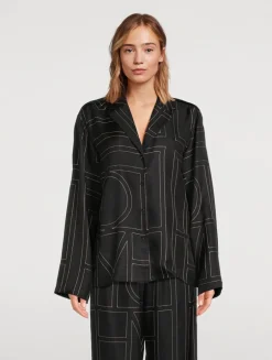 Silk Pajama Shirt In Monogram Print