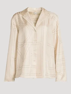 Silk Pajama Shirt In Monogram Print