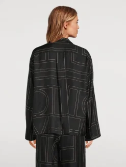 Silk Pajama Shirt In Monogram Print
