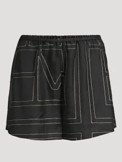 Silk Pajama Shorts In Monogram Print