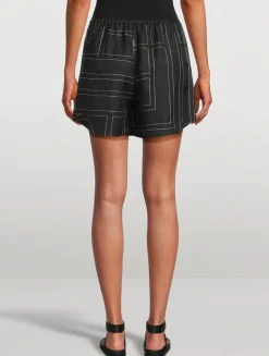 Silk Pajama Shorts In Monogram Print