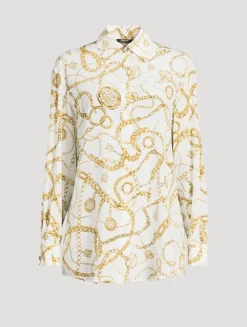 Silk Shirt In Balmain Chains Print