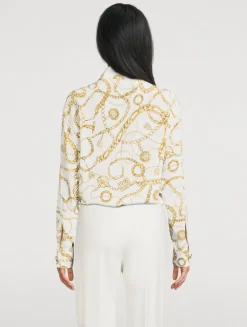 Silk Shirt In Balmain Chains Print