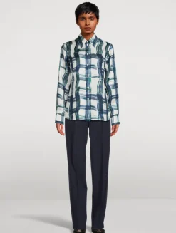 Silk Shirt In Tartan Print