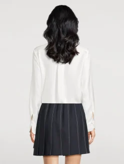 Silk Twill Bow-Collar Shirt