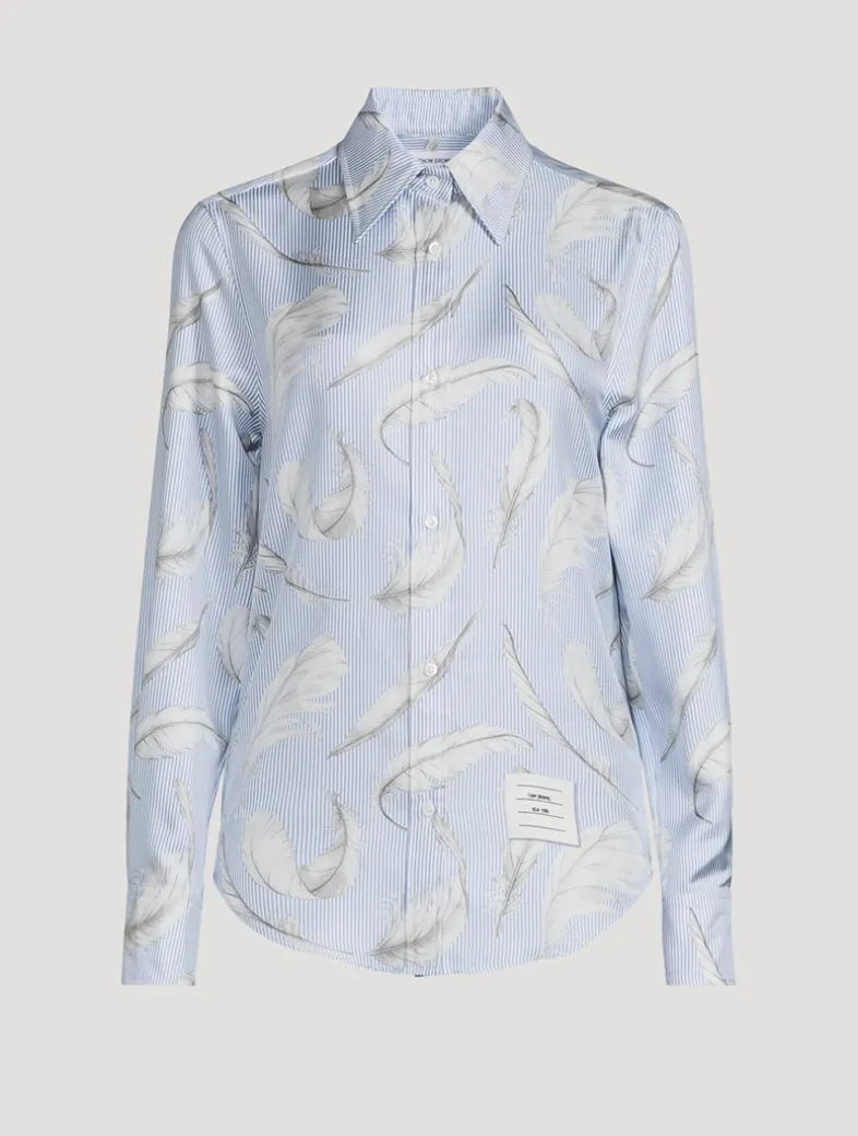 Silk Twill Shirt In Feather Print
