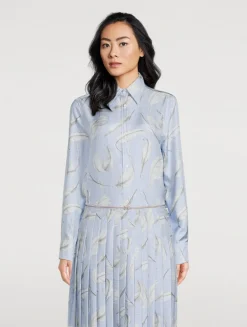 Silk Twill Shirt In Feather Print