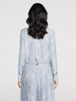 Silk Twill Shirt In Feather Print
