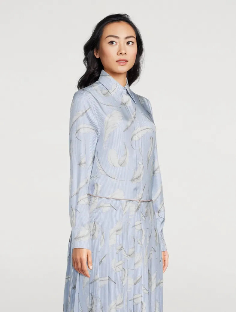 Silk Twill Shirt In Feather Print