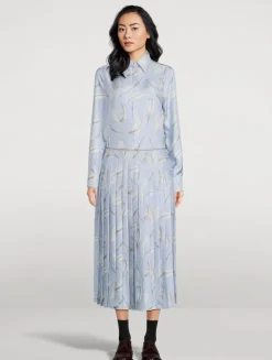 Silk Twill Shirt In Feather Print