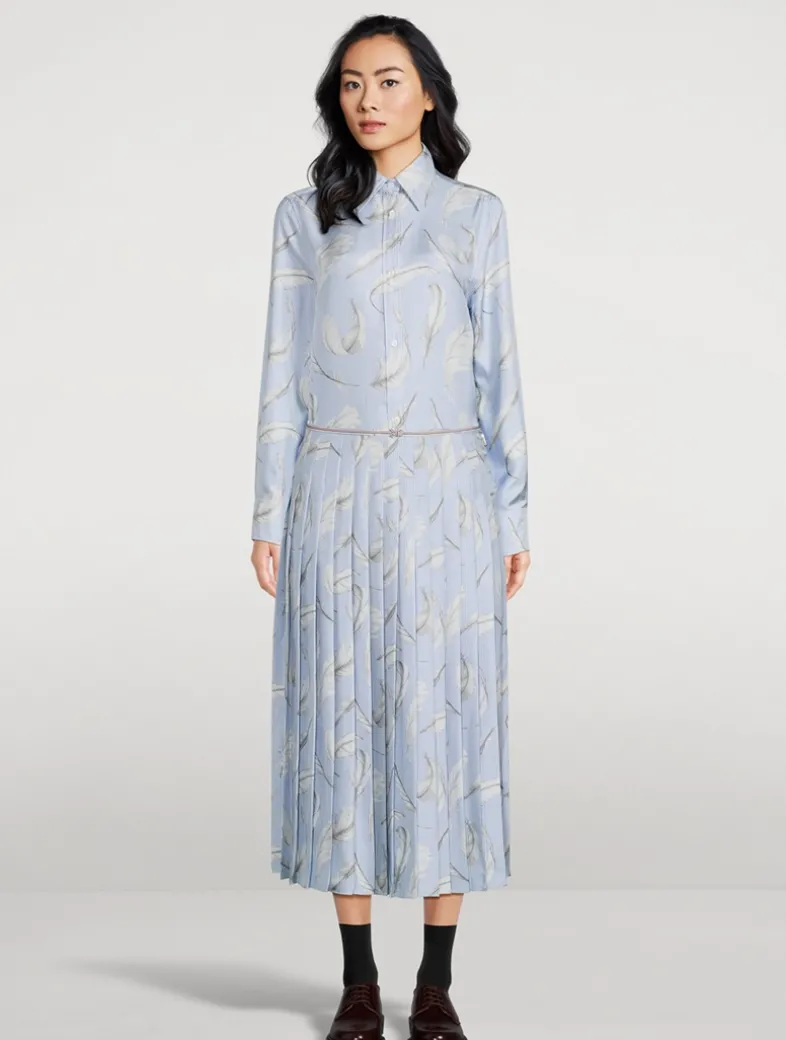 Silk Twill Shirt In Feather Print