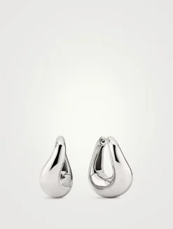 Silver Dôme Figure Hoop Earrings