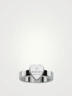 Silver Heart Ring With Gucci Trademark