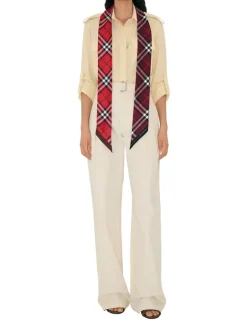 Skinny Contrast Check Silk Scarf