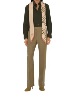 Skinny Reversible Check Silk Scarf