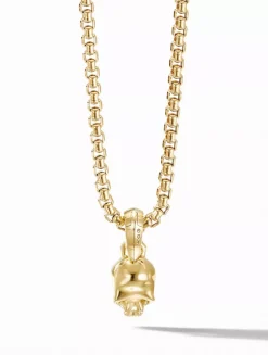 Skull Amulet In 18k Yellow Gold With Pavé Diamonds