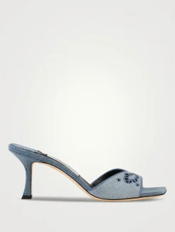 Skye Embroidered Denim Mules