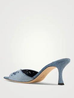 Skye Embroidered Denim Mules