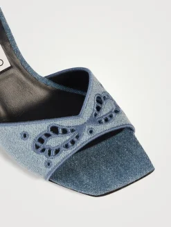 Skye Embroidered Denim Mules