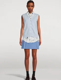 Sleeveless Cardigan With Shirt In Floral Print