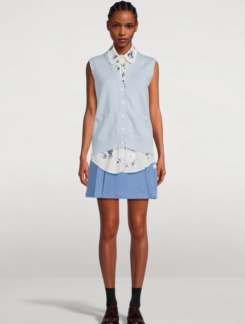 Sleeveless Cardigan With Shirt In Floral Print