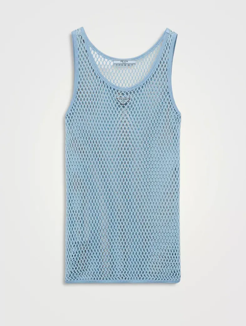 Sleeveless Cotton Mesh Top