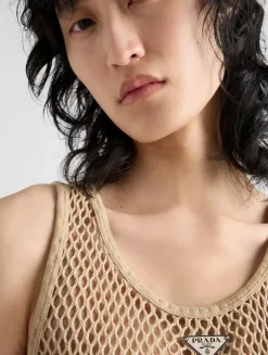 Sleeveless Cotton Mesh Top