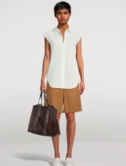 Sleeveless Shirt In Stripe Print