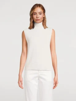 Sleeveless Wool Cashmere Turtleneck