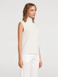 Sleeveless Wool Cashmere Turtleneck