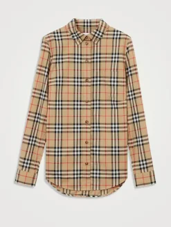 Slim Fit Check Stretch Cotton Shirt