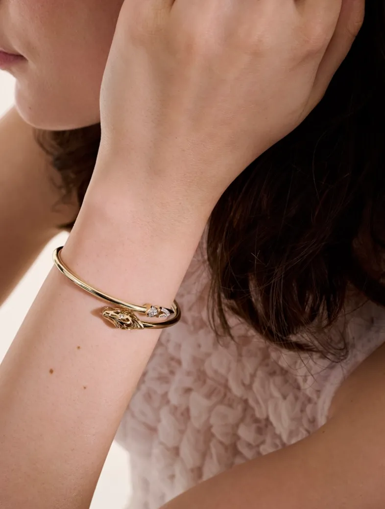 Slim Naga Cuff Bracelet With Pavé Diamonds