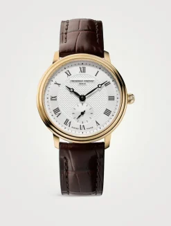 Slimline Small Seconds Stainless Steel Leather Strap Watch