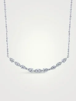 Small Aerial 18K White Gold Dewdrop Pendant Necklace With Diamonds