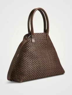 Small Ai Woven Leather Top Handle Bag