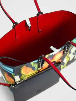 Small Cabata Leather Tote Bag In Floral Print