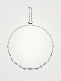 Small Cadence 18K White Gold Bolo Bracelet With Diamonds