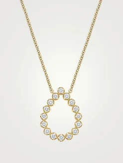 Small Essentials 18K Gold Pear Pendant Necklace With Diamonds